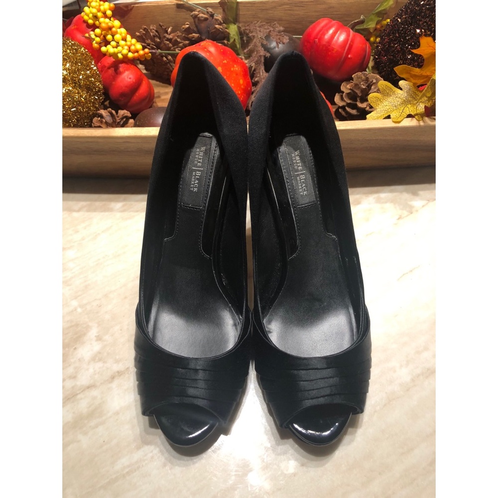 White House Black Market Satin Peep Toe Pumps